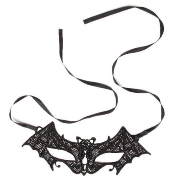New Black Lace BAT Mask Eye Mask Halloween - Picture 3 of 4